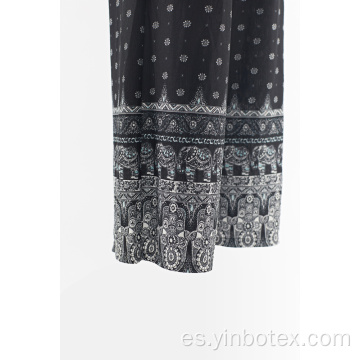 Pantalones sueltos de tela de rayón estampados.